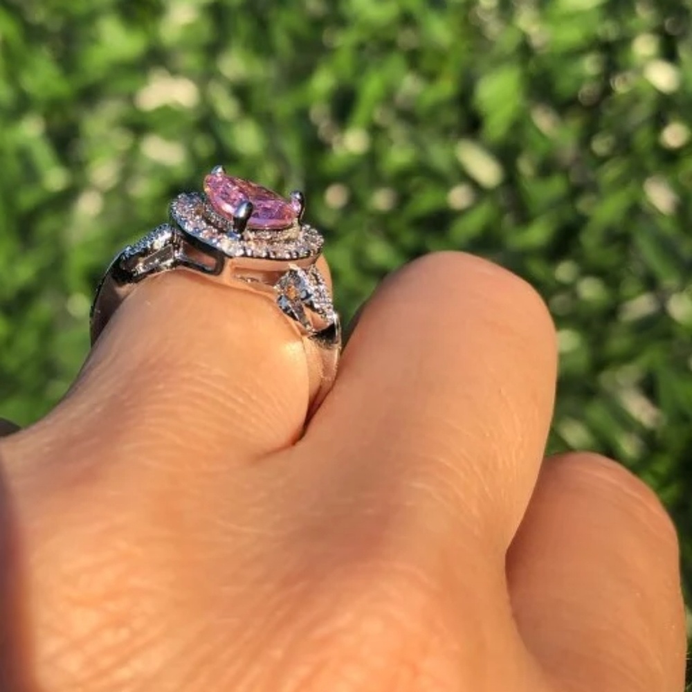 NEW PINK TOPAZ HEART RING - Picture 7 of 7